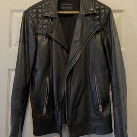 All Saints Kushiro Men's Small Leather Jacket - Like New - Picture 3 of 5
